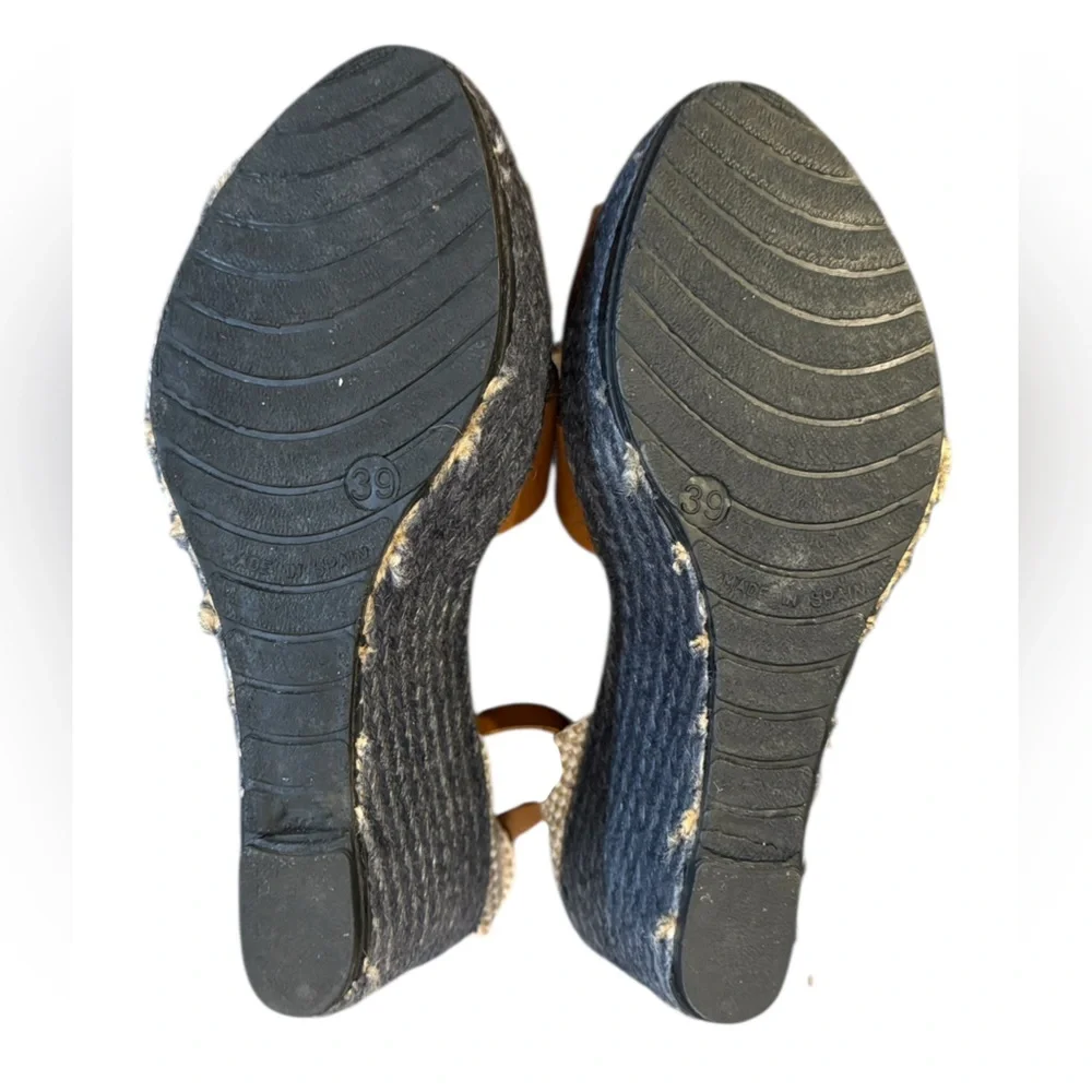 Maypole Brown/Navy Blue Espadrille Wedge Heels Size 8 - Picture 7 of 8